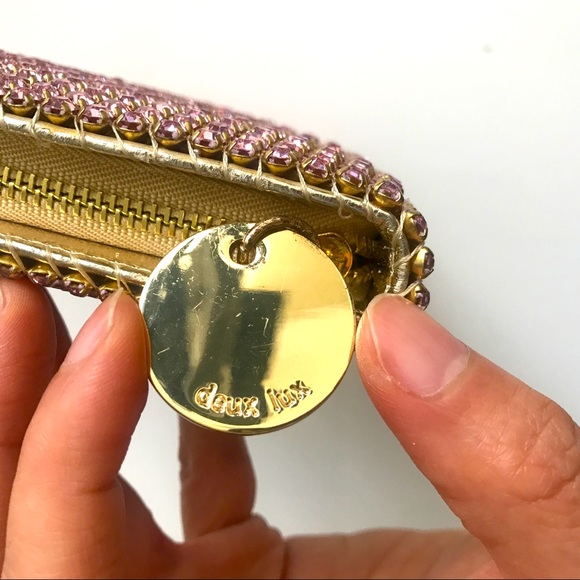 NWOT Deux Lux Pink Line Stone Clutch Wallet -Vegan - Picture 9 of 9